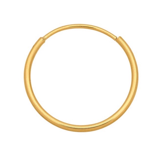 Solid 14K Gold Endless Hoops 15mm - Picture 1 of 8